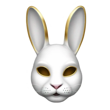 white rabbite mask, luxury style, gold border sticker