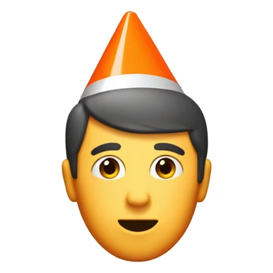 A guy with a orange traffic cone on his head that goes all the way down to his eyes  sticker