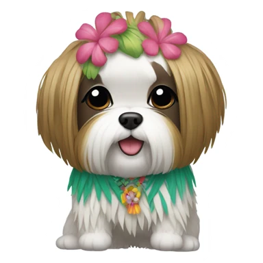 Shitzu with hula skirt sticker