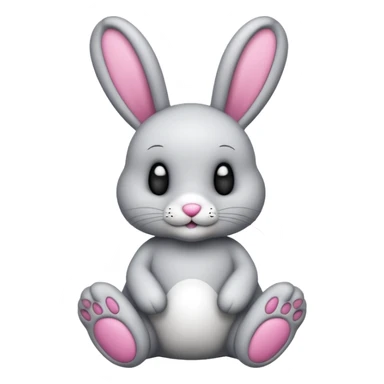 Emoji pour twitch d'une peluche lapin squelette noir faisant signe de la patte avec le texte:"Hi !" sticker