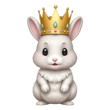 white cute bunny with big crown, funny, standing sticker