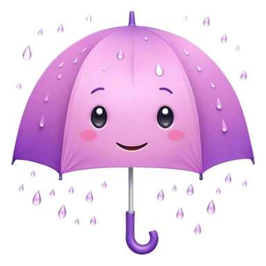 Cute Kawaii Umbrella, small and cute, soft pastel pink and purple, tiny rain droplets smiling down, a chubby round handle, big sparkling eyes full of joy! sticker