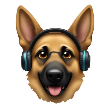 German Shepard with gaming headset sticker