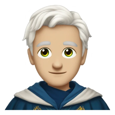 16 year old boy, white hair, white eyebrows, light skin, green eyes, scar on right eye in ravenclaw hogwarts robes. sticker