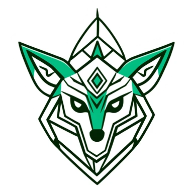 Geometric Maya glyph animal symbol, strictly only white and deep dark green colors, sharp clean lines, angular, no cute styling sticker