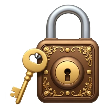 Lock with a key brown sticker