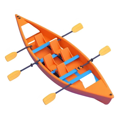 blue four-person Olympic rowing boat, top view sticker