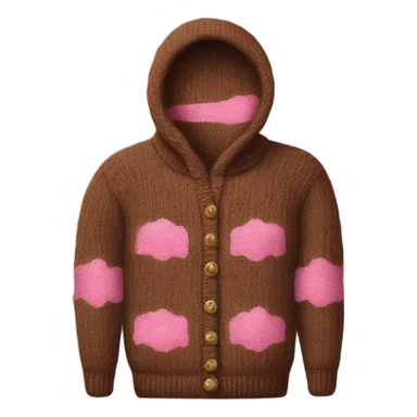 Knit brown sweater with pink glitter design sticker