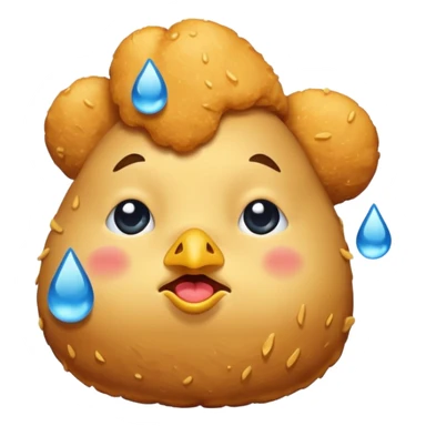 a chicken nugget crying loudly with blue tears sticker