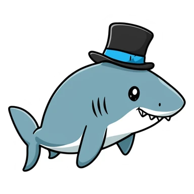 shark wearing a top hat sticker