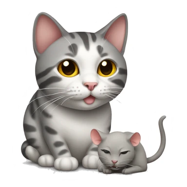 Cat with mouse is a friend  sticker