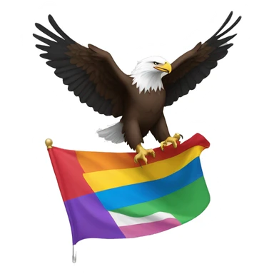 bald eagle grasping pride flag, trans flag, earth flag with talons and in flight sticker