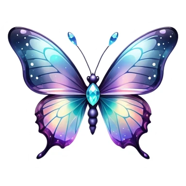Dark Nebula Sparkly glossy glittery Pastel iridescent transparent bio-luminescent glass crystal butterfly sticker
