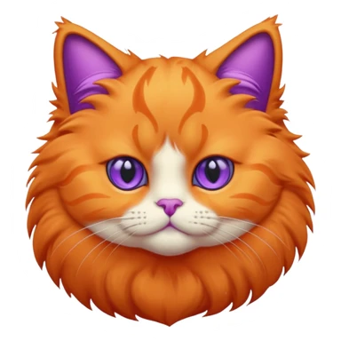 orange puffy cat with purple eyes sticker