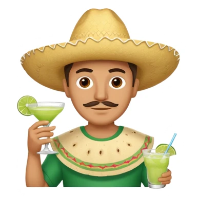 White Mexican man w margarita and tortillas sticker