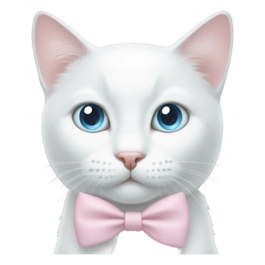 White cat light pink bow light blue eyes  sticker