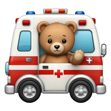 fetish teddy bear inside an ambulance driving an ambulance sticker