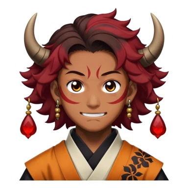 Tanjiro Kamado with a smirk, Demon Slayer character with scar and hanafuda earrings sticker