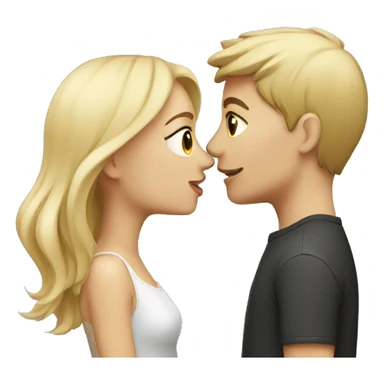 brunette girl and blonde boy kissing  sticker