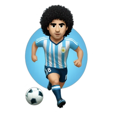 Curly hair Maradona run 86 argentina sticker