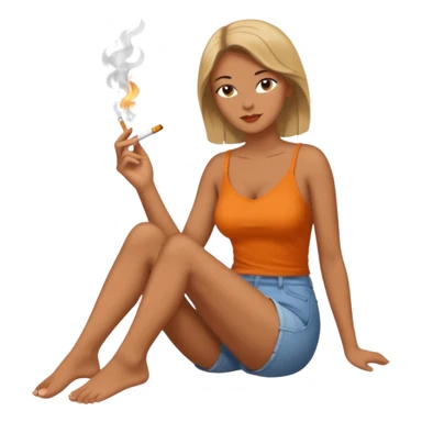 femme pieds nus qui fume sticker