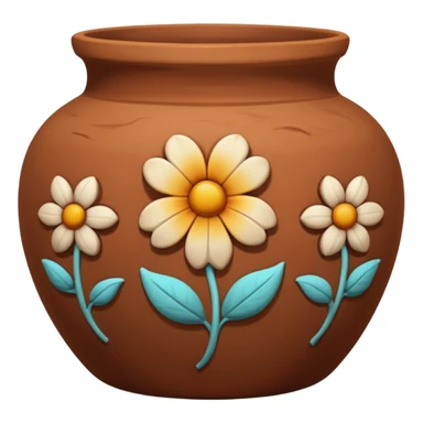 clay pottery with motive sticker