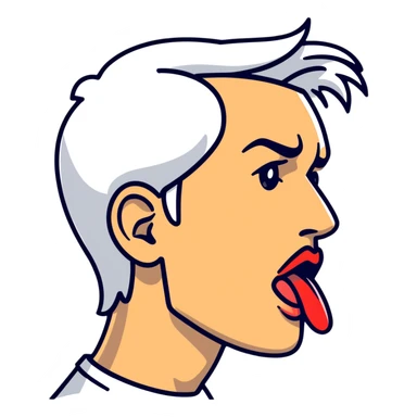 profile view of a man sticking his tongue out sticker