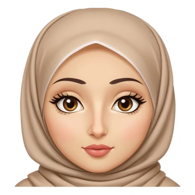 Hijabi, very light skin, arab nose, doll like face, almond shaped hazel eyes. Big lips. Eyeliner.  sticker