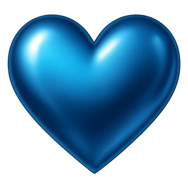 heart with a metallic blue finish, clean digital illustration sticker
