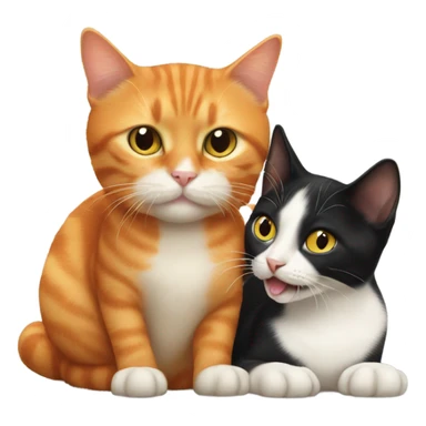 orange cat licking small tuxedo cat sticker