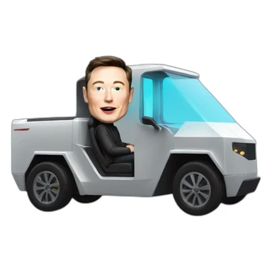 Elon musk riding in a Tesla cyber truck  sticker