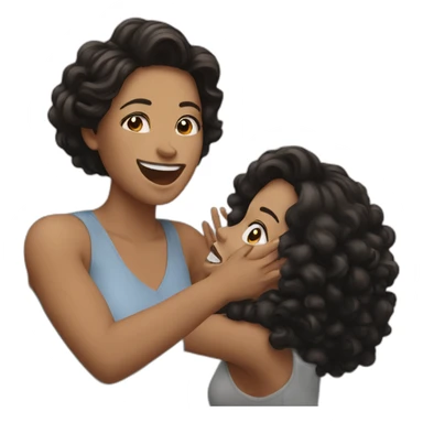 brown hair white woman celebrating with black hair white woman sticker