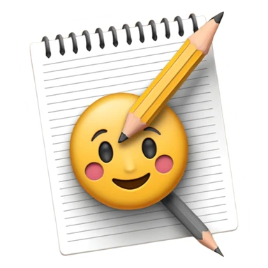 Emoji pencil writing on paper sticker