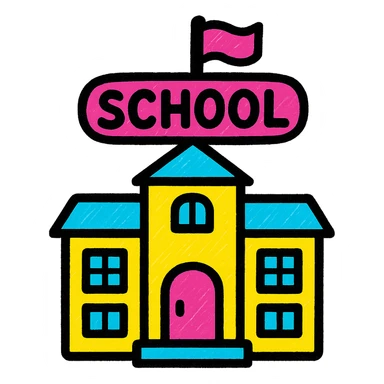 a school emoji, vibrant and pop colors icons sticker