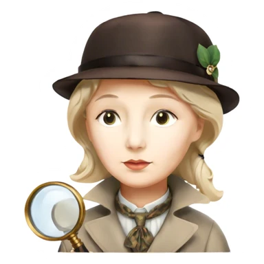 A vibrant, colorful collage featuring iconic characters like Sherlock Holmes with his magnifying glass, Miss Marple with a calm expression, and Pinkerton. The design should evoke mystery and intrigue, with elements like clues, shadows, and old-fashioned detective tools. Transparent background. sticker