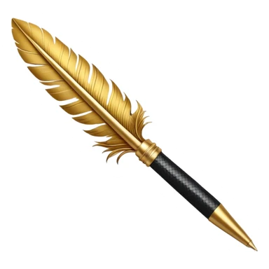 3D perspective Premium golden feather pen sticker
