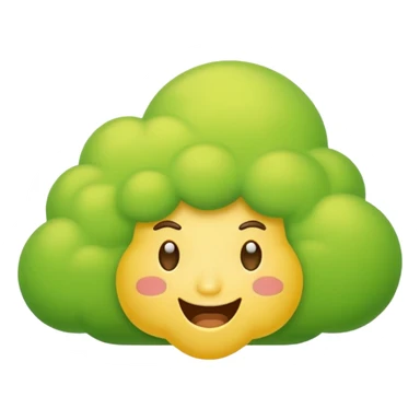 cartoon fart emoji with green cloud and playful expression sticker