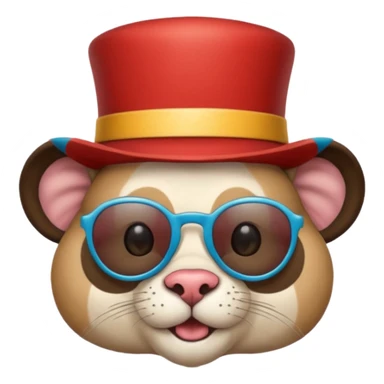 a sunglasses animal with circus hat  sticker