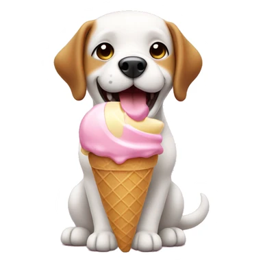 Cute kawaii dog eating ice cream sticker