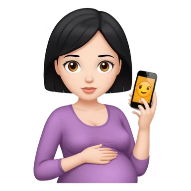 Pregnant white woman with brown eyes and black hair sticker