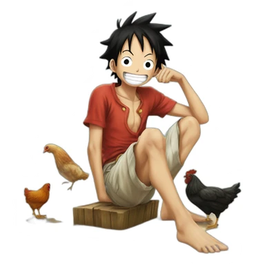 Luffy qui mange une cuisse de poulet sticker