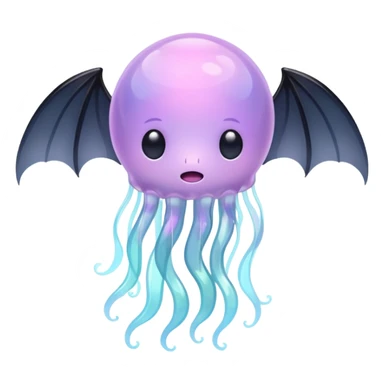dreamy pastel jellyfish with small black bat wings sticker