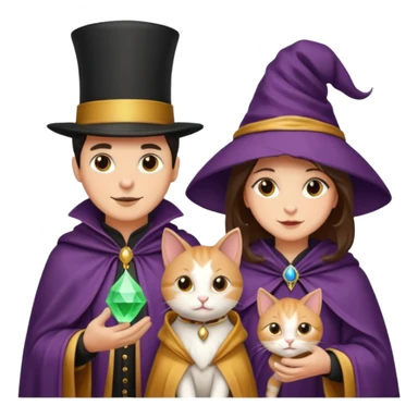 magician couple and their pet cat sticker