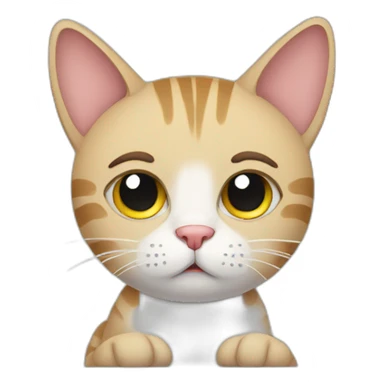 cat sad working at office sticker