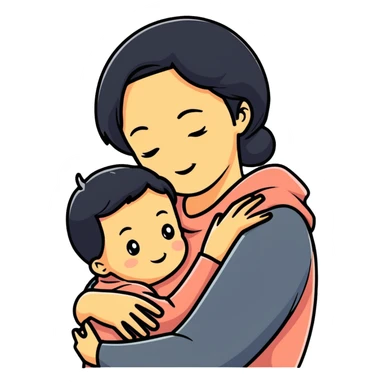 Mother hugging a child sticker