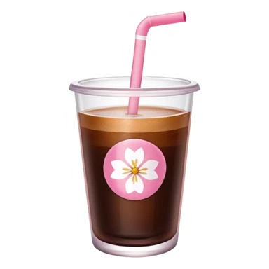 Cold brew coffee with sakura pink mini small size glas sticker