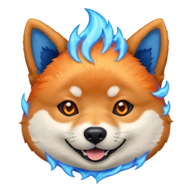 Blue shiba inu head with blue flames sticker