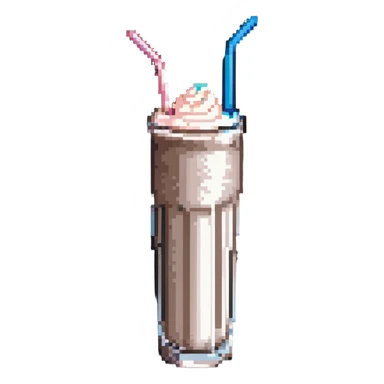 milkshake in a tall glass with a straw sticker