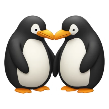 One bretzel and one pinguin hugging each other sticker