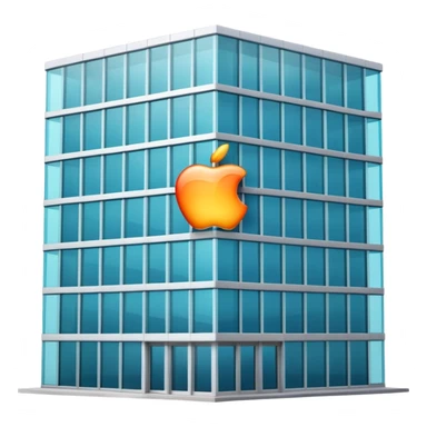 modern office building, apple emoji style, represents company headquarters sticker